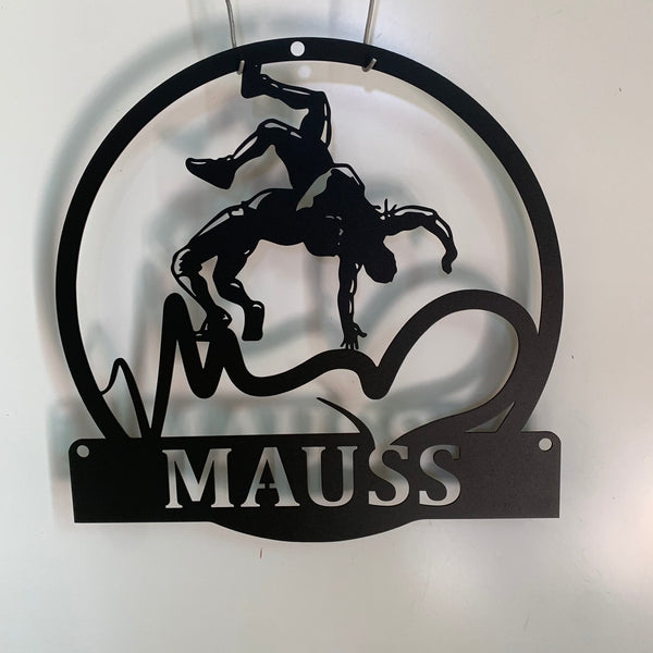 Personalized Wrestler Metal Name Sign, Wrestling Metal Wall Art Decor, Custom Name Wrestling Room Metal Sign, Wrestling Team Metal Wall Sign