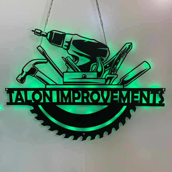 Custom Carpenter Tools Metal Wall Art With Led Lights, Personalized Carpenter Metal Name Sign, Carpenter Workshop Man Cave Metal Wall Decor