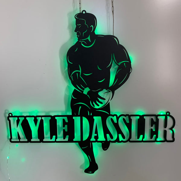 Bodybuilding Metal Wall Art With Led Lights, Custom Bodybuilding Metal Name Sign, Bodybuilding Gym Fitness Sport Metal Wall Led Decor