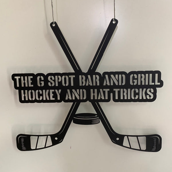 Custom Hockey Sticks Metal Wall Art, Personalized Ice Hockey Players Metal Name Sign, Hockey Lover Gift, Hockey Sports Metal Wall Sign