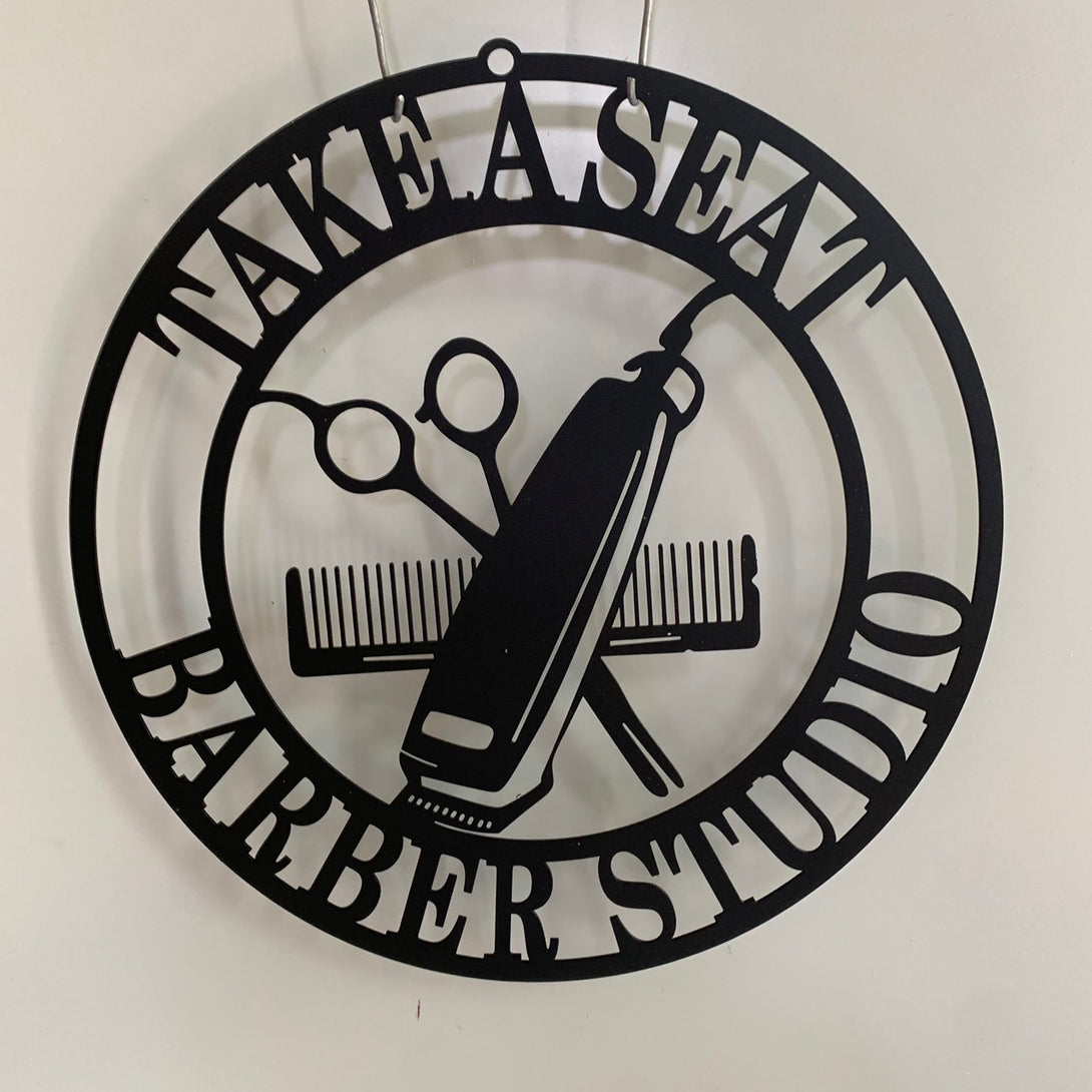 Custom Barber Shop Metal Wall Art, Personalized Barber Studio Metal Sign, Salon Wall Decor, Shop Haircut Metal Wall Decor, Hair Salon Metal Sign