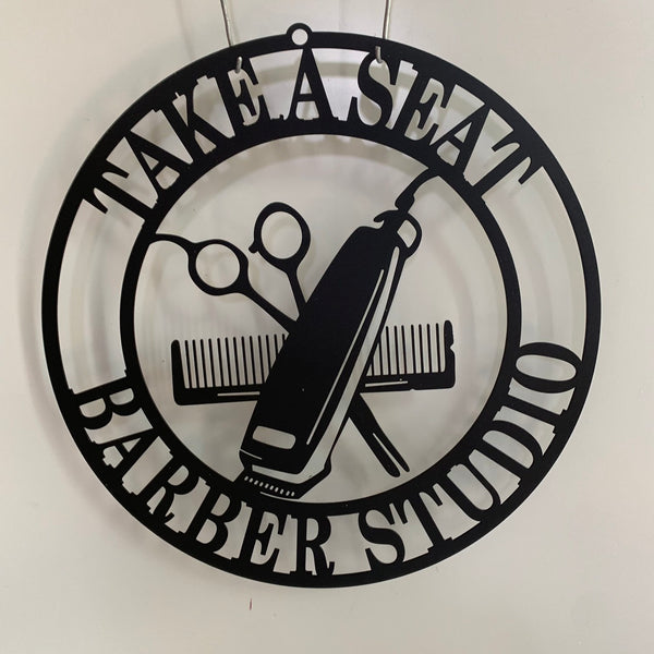 Custom Barber Shop Metal Wall Art, Personalized Barber Studio Metal Sign, Salon Wall Decor, Shop Haircut Metal Wall Decor, Hair Salon Metal Sign