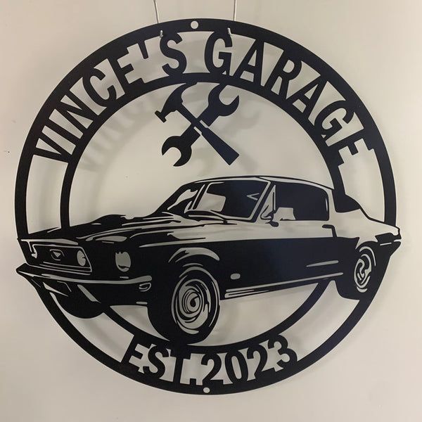 Personalized Car Garage Metal Name Sign, Mechanic Garage Metal Wall Art, Car Garage Monogram Metal Sign, Garage Man Cave Metal Wall Decor