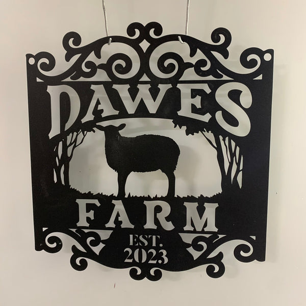 Personalized Lamb Sheep Farm Metal Sign, Custom Lambs Farmhouse Metal Name Sign, Custom Sheep Metal Farm Sign With Family Name