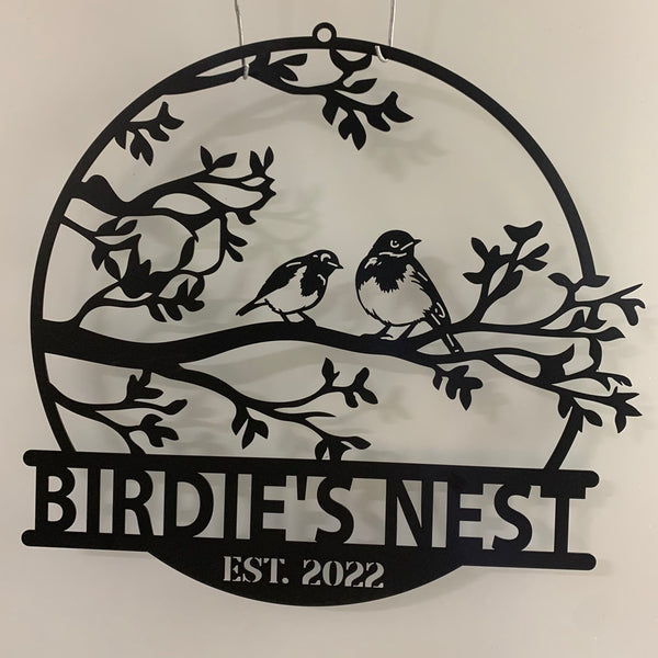 Personalized Birds On Branch Metal Sign, Custom Metal Sign With Birds, Birds Lover Metal Wall Home Decor, Birdies Metal Wall Decor