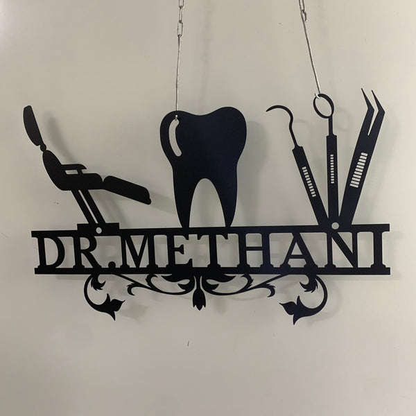 Custom Dental Metal Wall Art, Personalized Dentist Metal Name Sign, Dental Orthodontist Name Metal Sign, Dentist Office Metal Wall Sign Decor