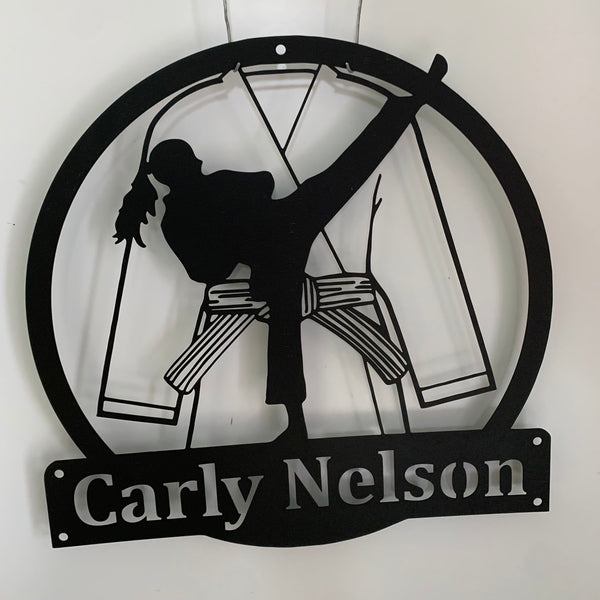 Personalized Karate Girl Monogram Metal Sign Art, Custom Karate Metal Name Sign, Metal Martial Sport Sign, Karate House Metal Sign