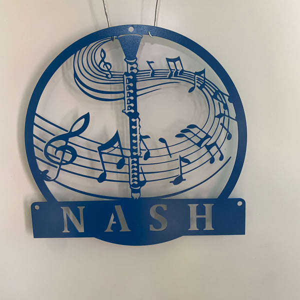 Custom Clarinet Metal Wall Art, Personalized Clarinet Teacher Metal Name Sign Music Class, Clarinet Music Room Metal Wall Sign Decor