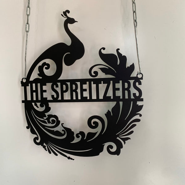 Custom Peacock Metal Wall Art, Personalized Peacock Metal Name Sign, Peacock Metal Wall Sign Decor With Family Name, Peacock Metal Front Door Decor