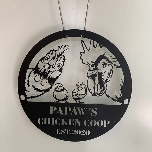 Custom Metal Chicken Coop Sign, Personalized Chickens Metal Farm Sign, Chicken Farmhouse Metal Signs, Custom Family Name Metal Sign