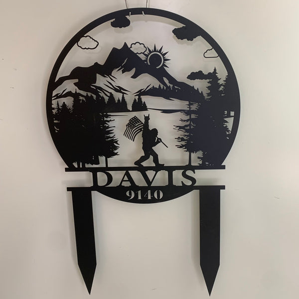 Custom Bigfoot Garden Metal Stake, Bigfoot Metal Garden Welcome Sign With Stake, Personalized Cabin Outdoor Metal Sign, Metal Garden Yard Sign