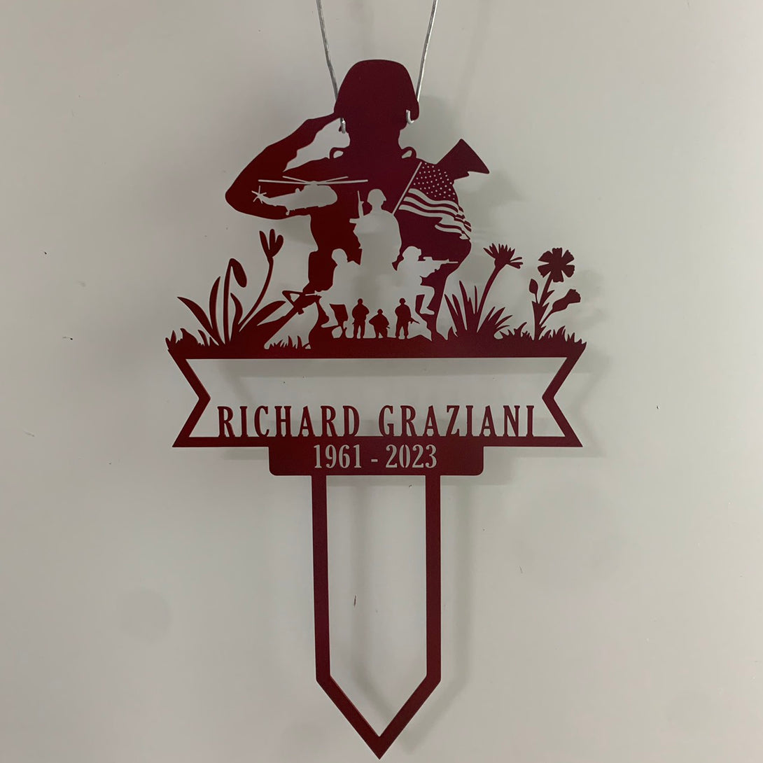 Custom Fallen Soldier Veteran Memorial Stake, Memorial Day Fallen Soldier Metal Grave Stake, Memorial Military Veteran Army Sympathy Yard Sign