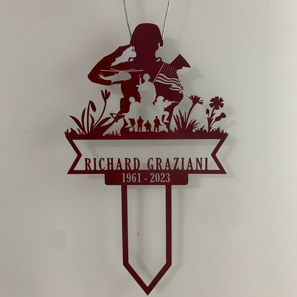 Custom Fallen Soldier Veteran Memorial Stake, Memorial Day Fallen Soldier Metal Grave Stake, Memorial Military Veteran Army Sympathy Yard Sign