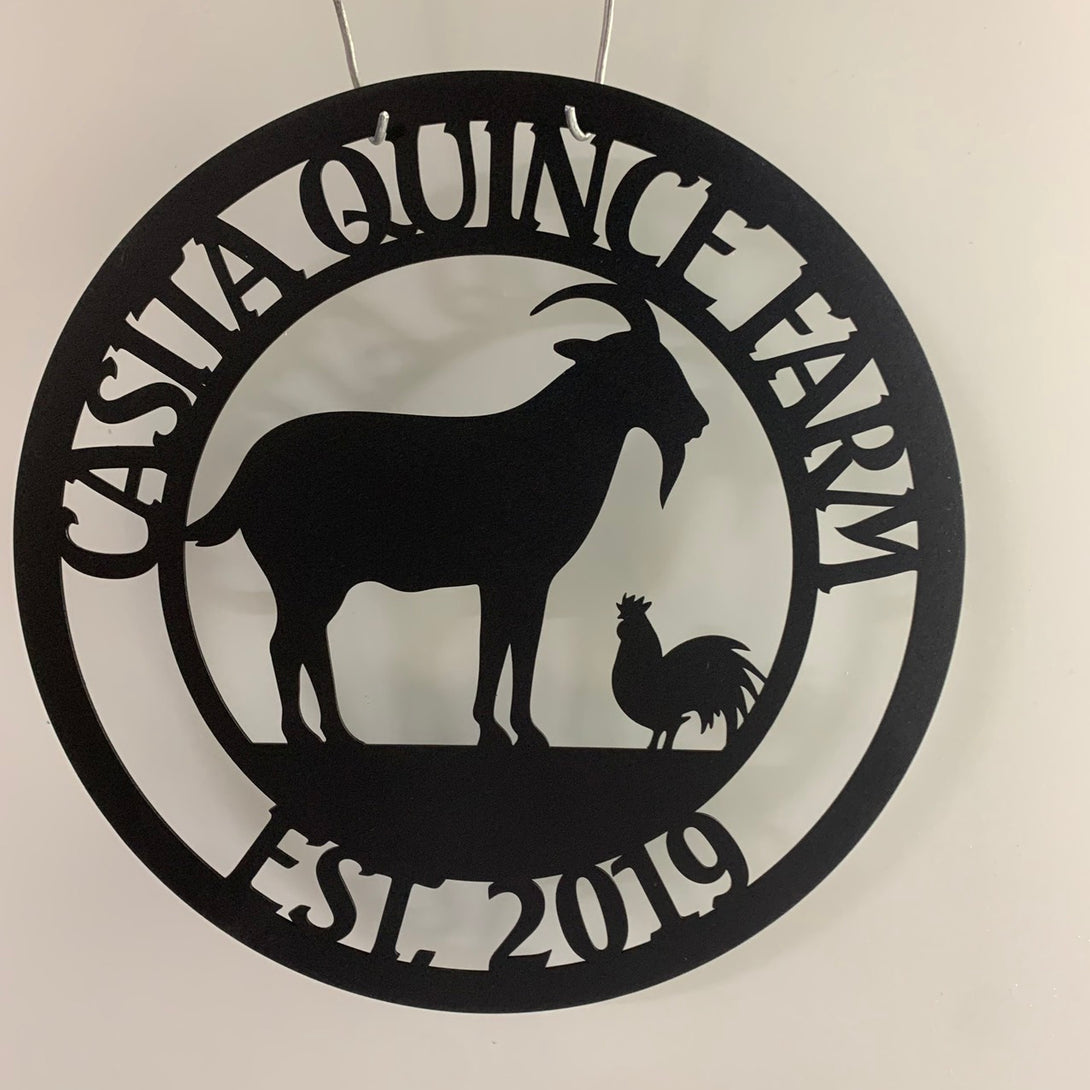 Custom Goat And Chicken Metal Farm Sign, Personalized Goat And Chicken Farm Metal Wall Art, Animal Ranch Farm Sign Metal Decor
