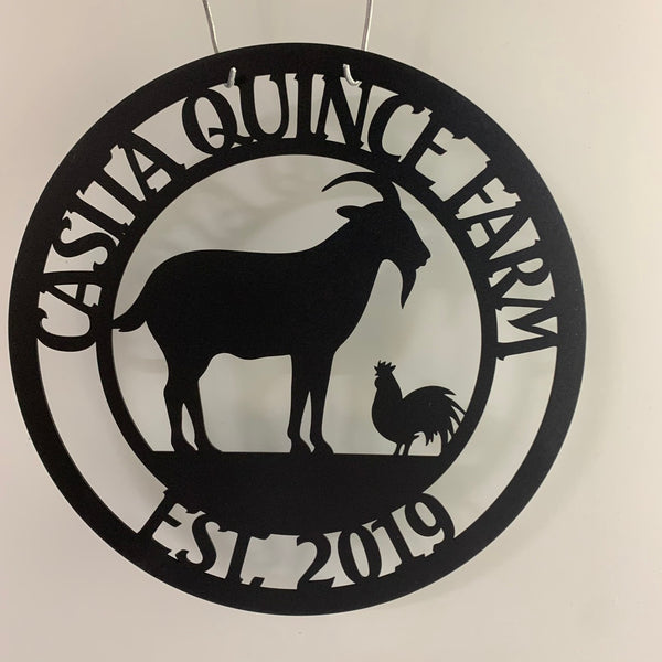 Custom Goat And Chicken Metal Farm Sign, Personalized Goat And Chicken Farm Metal Wall Art, Animal Ranch Farm Sign Metal Decor