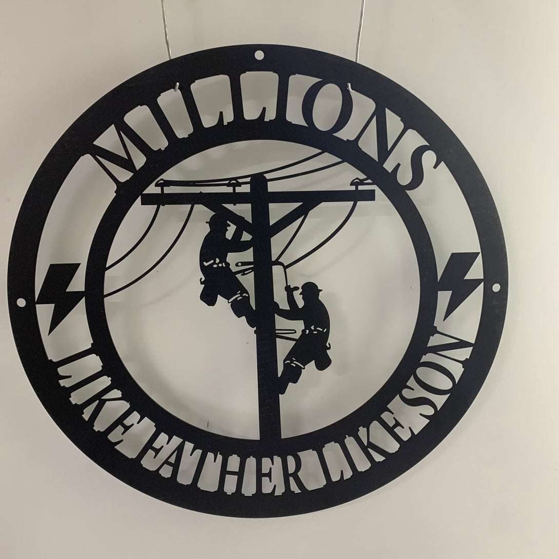 Custom Lineman Metal Wall Art, Personalization Electrician Metal Sign, Electrical Lineman Wall Decor, Line Worker Name Sign, Metal Lineman Art