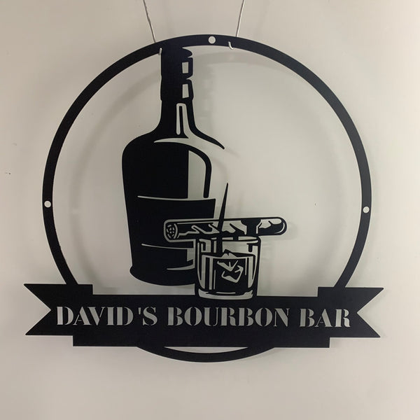 Custom Bourbon Cigar Metal Wall Art, Personalized Whiskey Smoke Metal Name Sign, Bourbon Home Bar Pub Metal Decor, Man Cave Drinking Bar Metal Sign