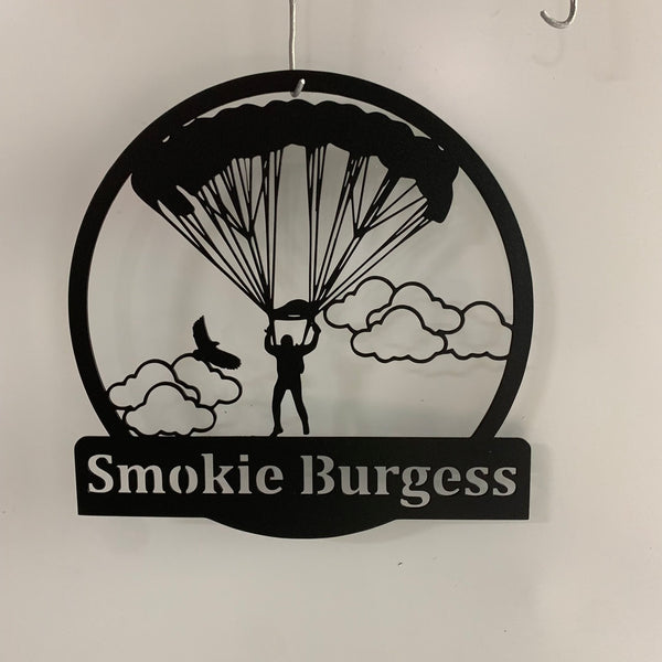 Custom Parachuting Skydiving Metal Wall Art, Personalized Parachute Skydiving Metal Name Sign Wall Decor, Powered Parachute Metal Sign