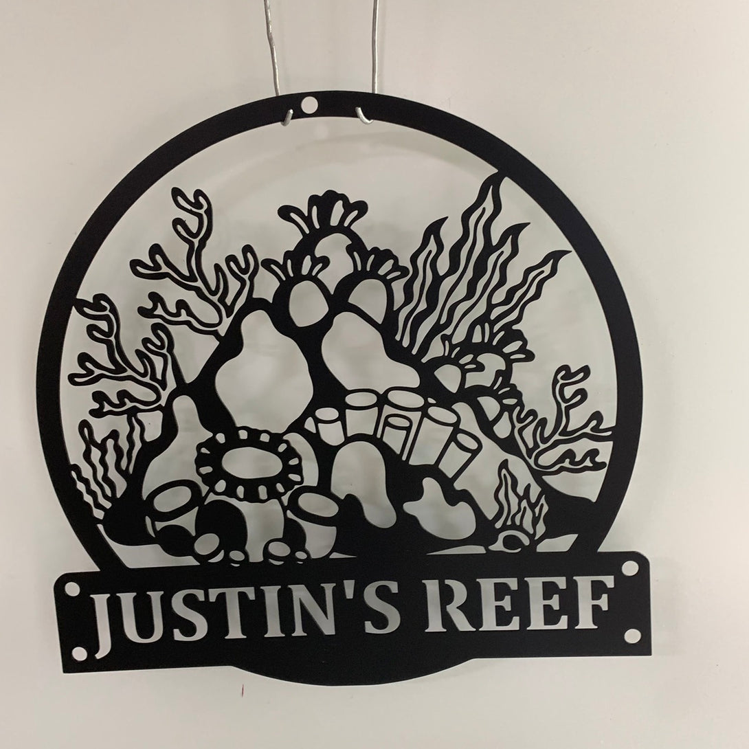 Custom Coral Reef Metal Wall Art, Personalized Coral Reef Metal Name Sign, Coral Reef Beach House Metal Wall Sign Decor