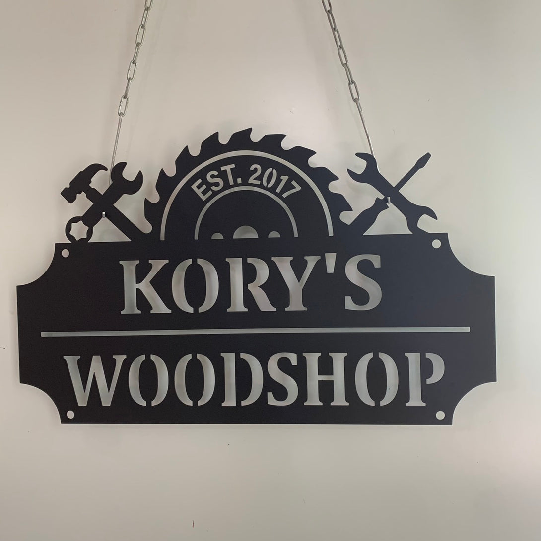 Custom Workshop Man Cave Metal Sign, Handyman Man Cave Metal Wall Art, Personalized Woodshop Tools Repair Metal Wall Sign Decor