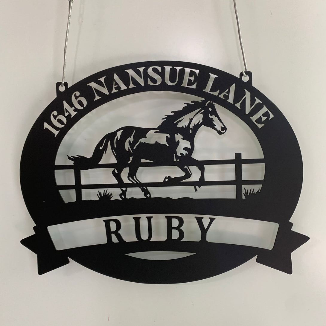 Custom Horse Farmhouse Metal Wall Sign, Personalized Horse Ranch Metal Sign, Custom Address Farmhouse Entrance Sign, Horse Metal Farm Sign