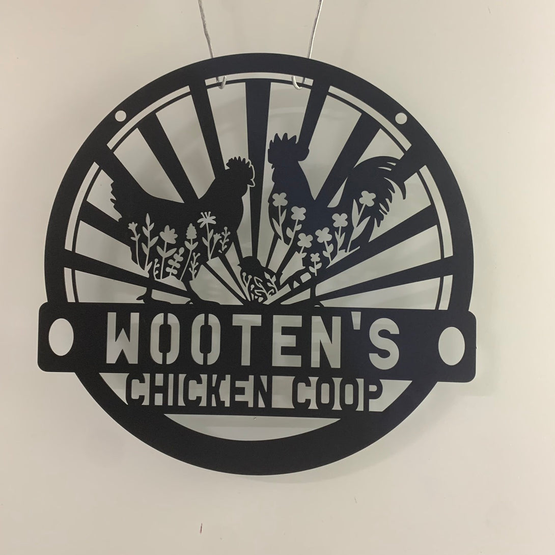 Personalized Chicken Coop Metal Name Sign, Customized Chicken Farm Metal Sign, Family Name Hens House Metal Sign For Farm House