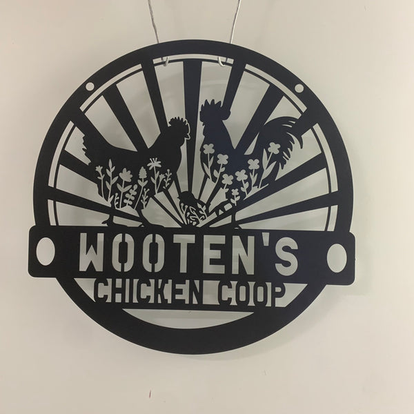 Personalized Chicken Coop Metal Name Sign, Customized Chicken Farm Metal Sign, Family Name Hens House Metal Sign For Farm House