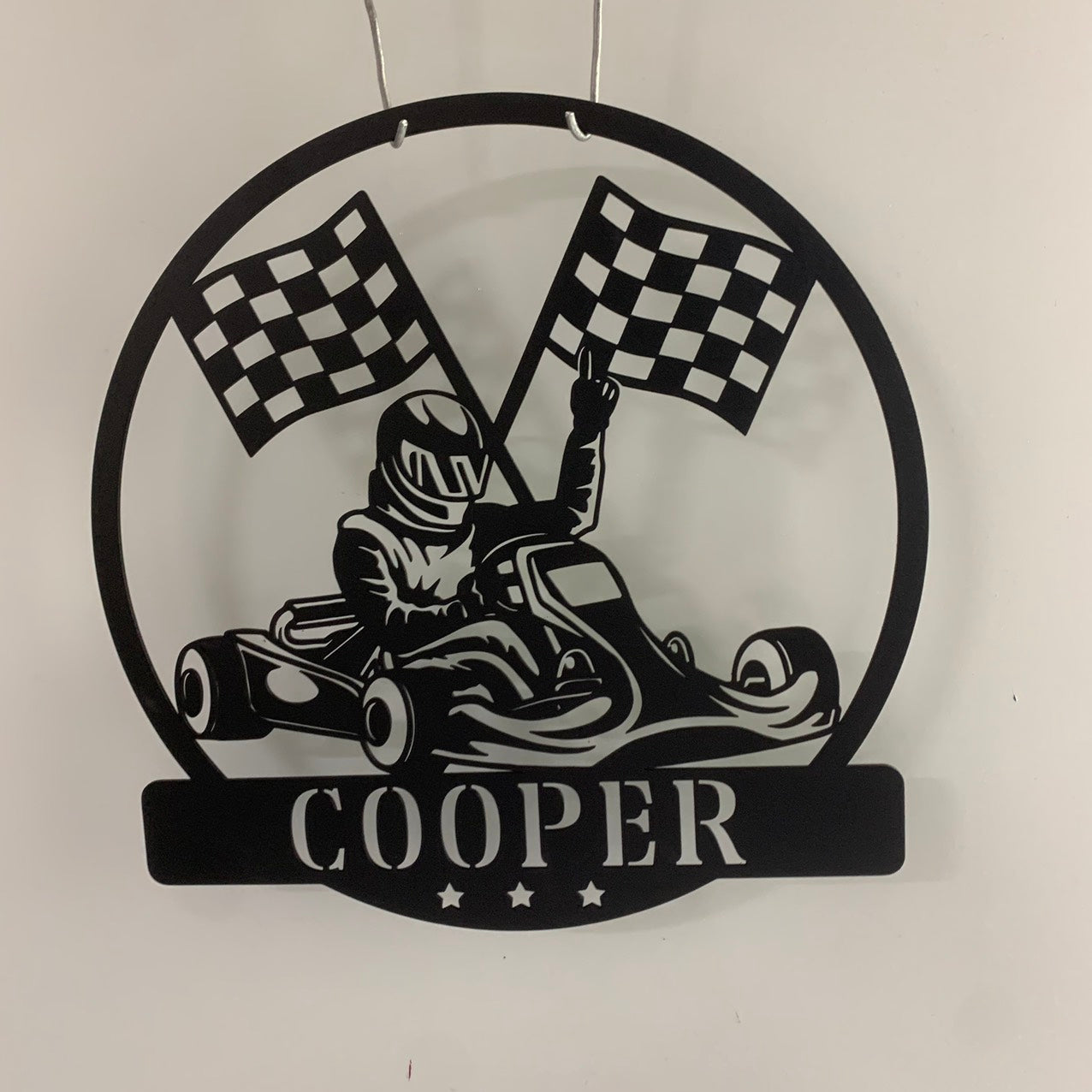 Personalized Racing Metal Wall Art, Checkered Racing Car Metal Sign, C ...
