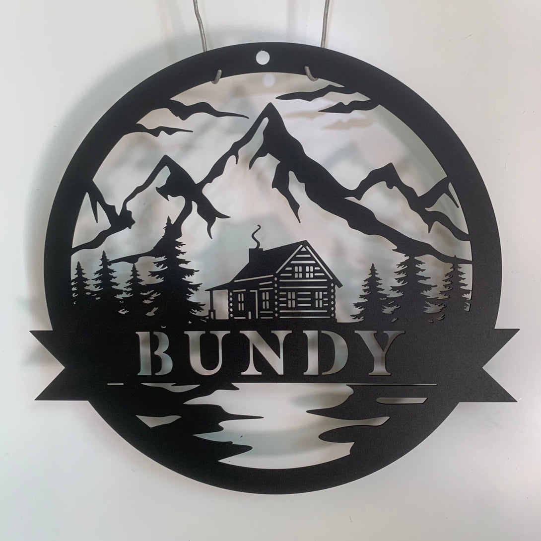 Custom Cabin Metal Wall Art, Metal Cabin Lake House Camp Sign, Personalized Cabin Metal Name Sign, Outdoor Cabin Man Cave Metal Wall Sign