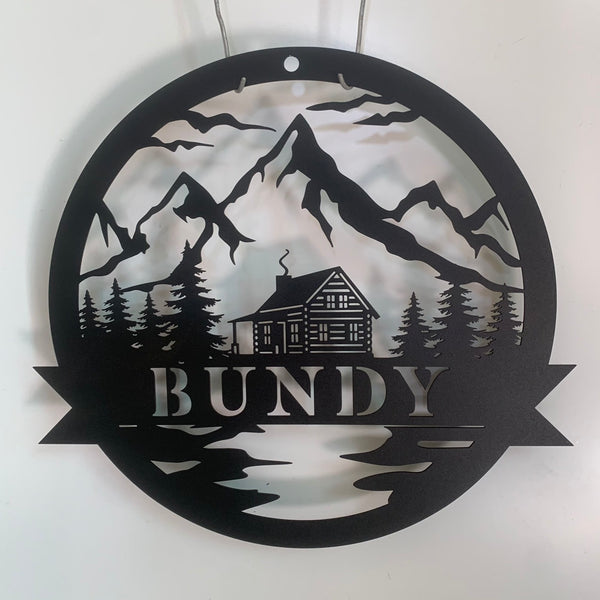 Custom Cabin Metal Wall Art, Metal Cabin Lake House Camp Sign, Personalized Cabin Metal Name Sign, Outdoor Cabin Man Cave Metal Wall Sign
