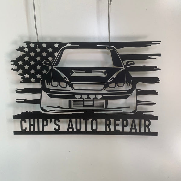 Custom Us Auto Repair Metal Wall Art, Custom Car Garage Workshop Metal Name Sign, Garage Service Station Car Repair Metal Wall Sign