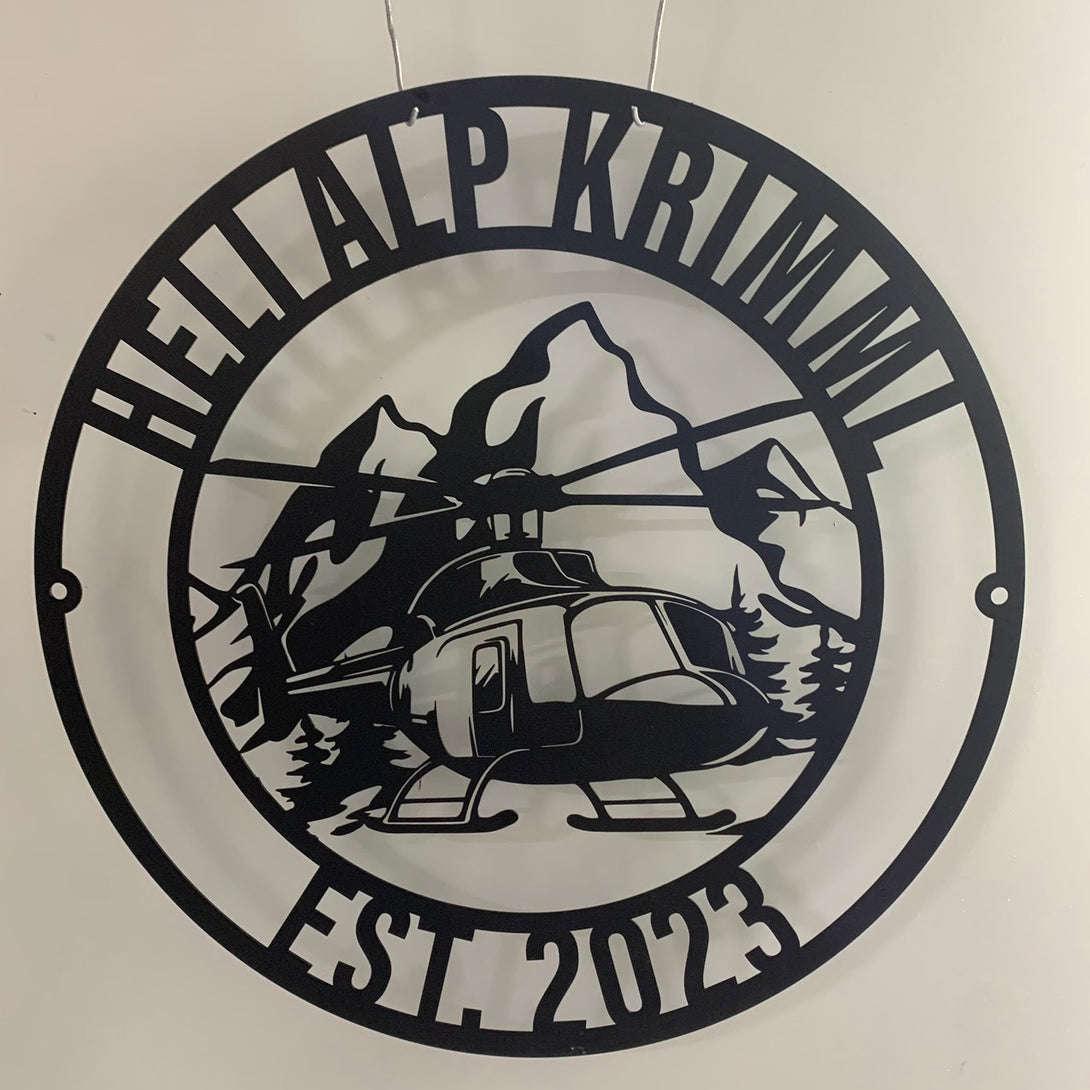 Custom Helicopter Metal Wall Art, Personalized Pilot Metal Name Sign, Blackhawk Helicopter Metal Sign, Helicopter Hangar Man Cave Sign