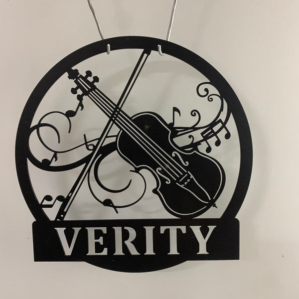 Custom Violin Musical Instrument Metal Wall Art, Personalized Violin Teacher Metal Name Sign, Violin Lover Music Studio Metal Wall Led Sign