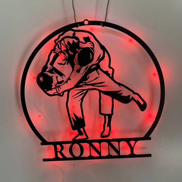 Personalized Judo Sport Metal Wall Art Led Lights, Custom Jiu-jitsu Metal Name Sign, Martial Metal Wall Art, Judo Neon Metal Wall Sign