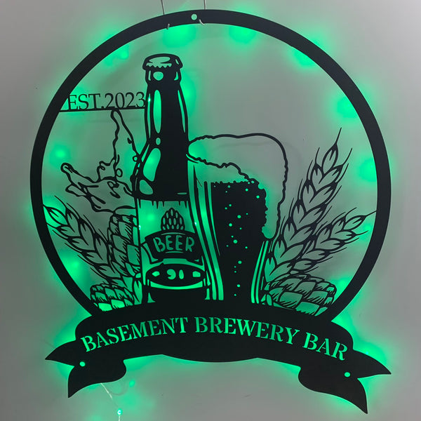 Custom Craft Beer Metal Wall Art Led Light, Personalized Craft Brewery Metal Wall Sign, Beer Lover Metal Bar Sign, Metal Beer Homebrewing Wall Decor