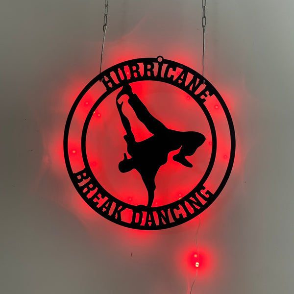 Custom Metal Break Dancing Sign Led Lights, Hip Hop Dancing Metal Wall Art, Dancing Club Name Sign, Break Dancing Wall Led Metal Sign