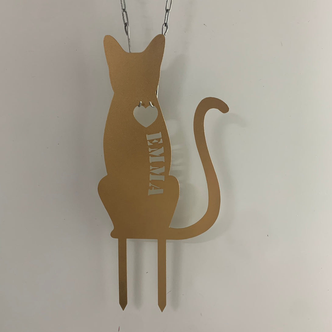 Custom Cat Memorial Garden Stake, Metal Cat Garden Stake With Custom Name, Personalized Cat Name Metal Yard Sign, Metal Cat Memorial Garden Sign