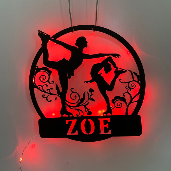 Personalized Girl Figure Skating Metal Wall Art Led Lights, Custom Girl Figure Skating Metal Name Sign, Ice Skating Sport Monogram Metal Led Sign