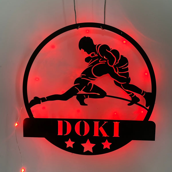 Custom Wrestling Metal Wall Art With Led Lights, Custom Wrestler Metal Name Sign, Wrestling Sports Metal Wall Decor, Wrestling Wall Hanging