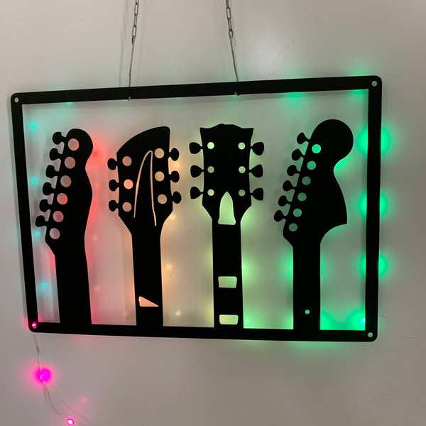 Custom Guitar Metal Wall Art With Led Lights, Personalized Guitarist Name Sign, Guitar Fretboards Wall Art, Guitar Music Studio Led Sign