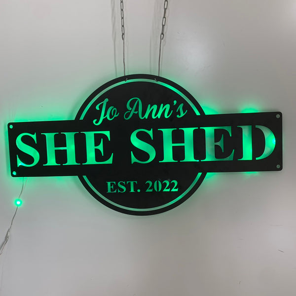 Custom She Shed Mom Cave Metal Wall Art Led Light, Personalized She Shed Established Date Metal Sign, Custom She Shed Metal Wall Sign Decor