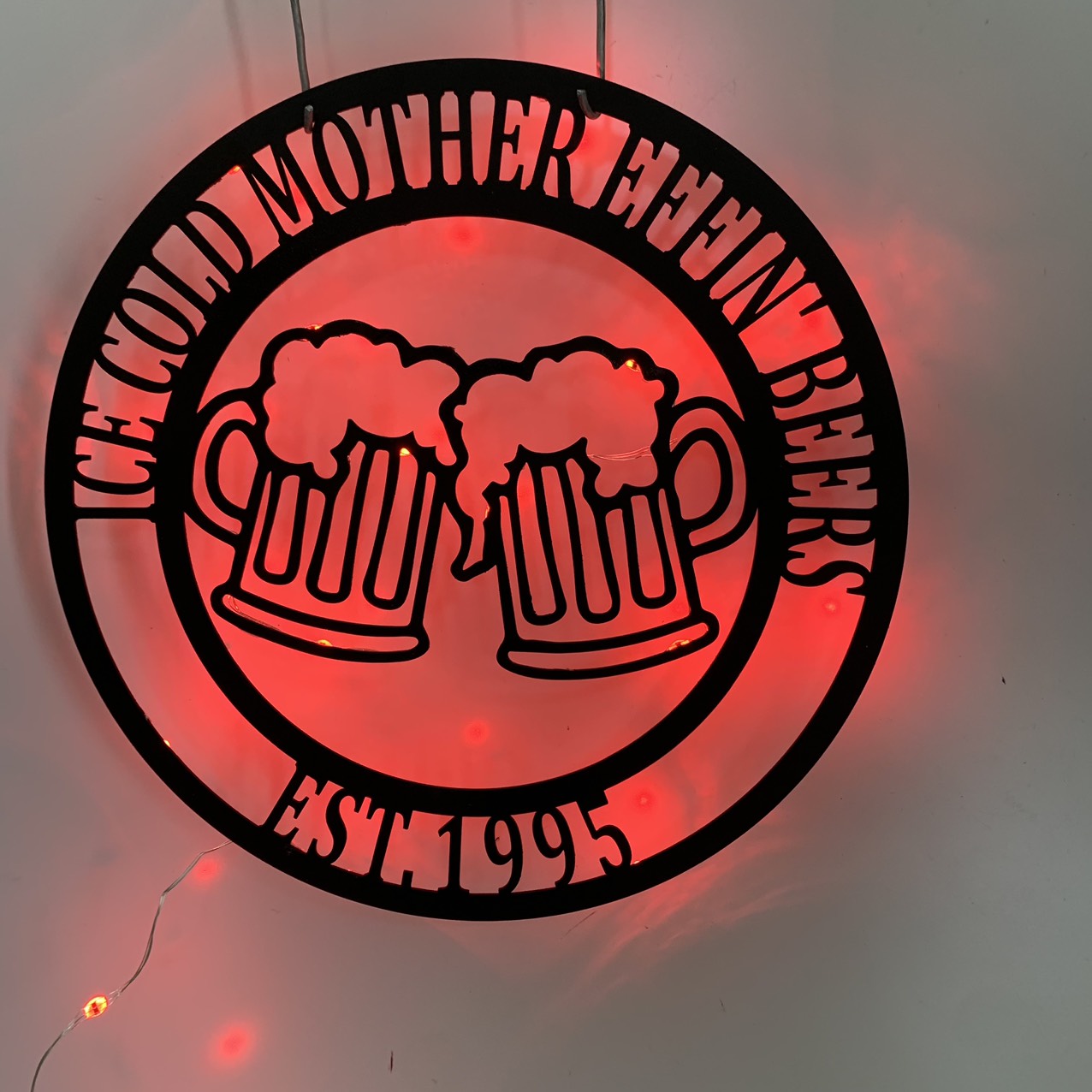 Custom Beer Bar Metal Wall Art With Led Lights, Personalized Beer Mug ...