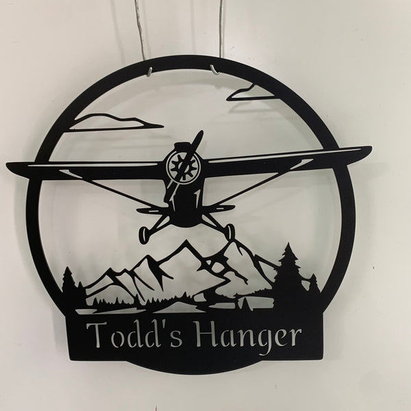 Custom Aircraft Metal Wall Art, Personalized Pilot Metal Name Sign, Airplane Hangar Man Cave Metal Sign, Aviation Metal Wall Sign