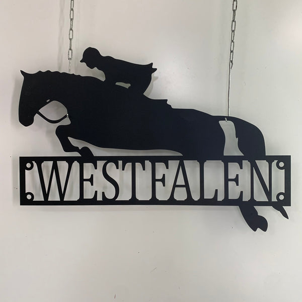 Custom Equestrian Show Jumping Metal Wall Art, Personalized Horse Jumping Metal Name Sign, Horse Show Jumping Metal Sign, Horse Lover Name Sign