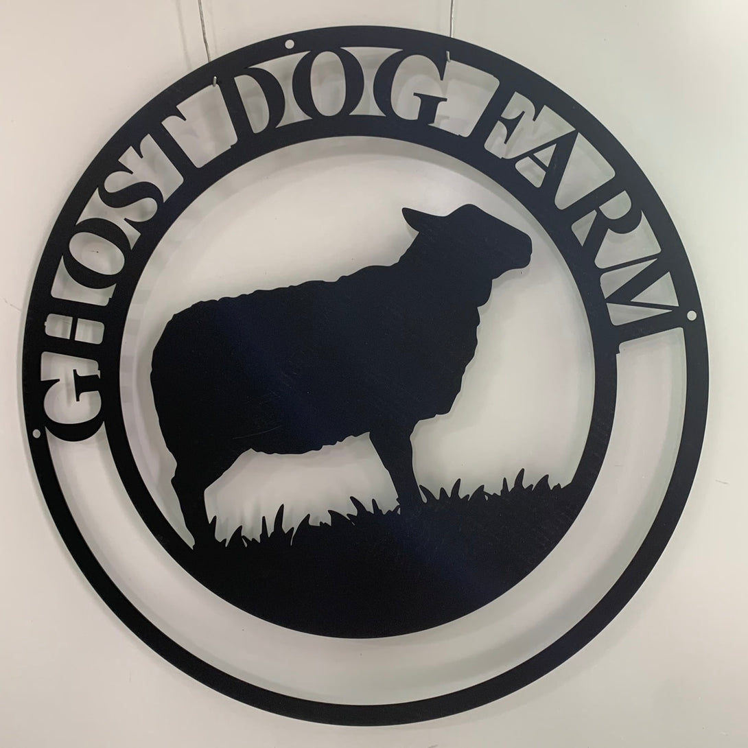 Custom Sheep Farmhouse Metal Sign, Sheep Silhouette Metal Wall Art, Personalized Lamb Sheep Metal Farm Sign, Sheep Monogram Metal Sign