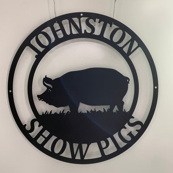 Custom Pig Farmhouse Metal Sign, Pig Silhouette Metal Wall Art, Personalized Cattle Pig Metal Farm Sign, Farm Animal Pig Monogram Metal Sign