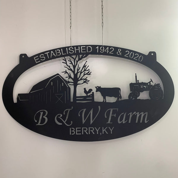 Custom Farm Animal Metal Wall Sign, Personalized Animals Farmhouse Metal Sign, Metal Farm Truck Name Sign, Cattle Cow Chicken Metal Farm Decor