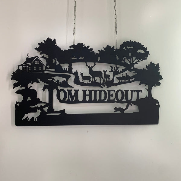 Custom Metal Wildlife Sign, Personalized Farmhouse Metal Entrance Sign, Custom Wild Animal Metal Farm Sign, Ranch House Family Name Metal Sign