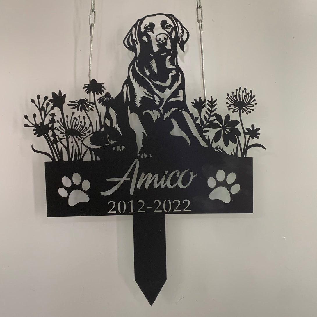 Personalized Labrador Dog Metal Memorial Garden Stake, Lab Dog Grave Marker, Pet Memorial Stake, Dog Loss Garden Remembrance Stake