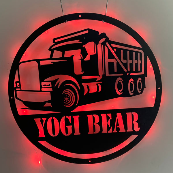 Custom Dump Truck Metal Wall Art With Led Lights, Personalized Dump Trucker Metal Name Sign, Dump Truck Metal Wall Led Decor